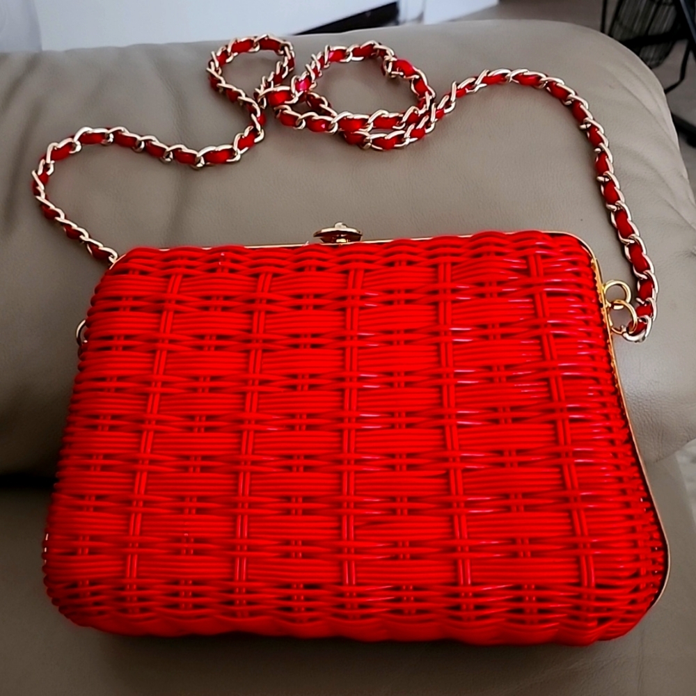 Woven Hard Shell Handbag